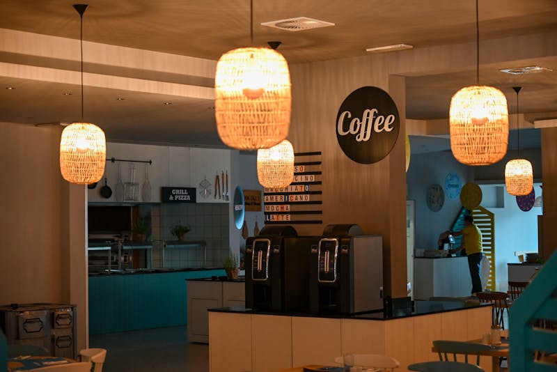 Warm and inviting restaurant dining room with ambient lighting